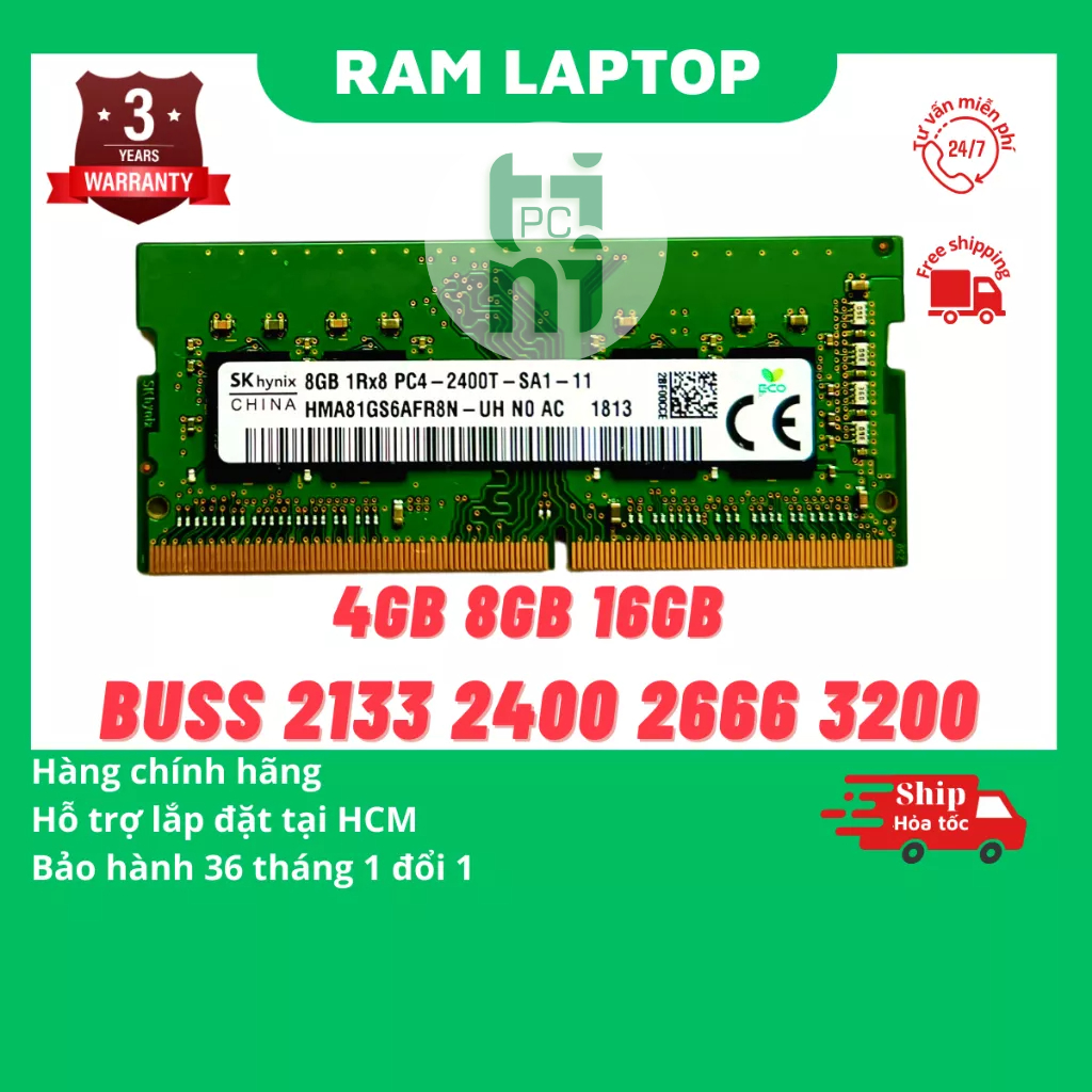 Ram laptop DDR4 4gb, 8gb, 16GB bus 3200, 2666, 2400, 2133